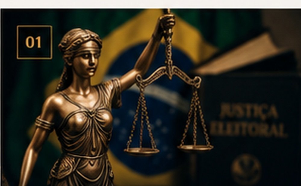 Representação da Justiça Eleitoral com balança da justiça